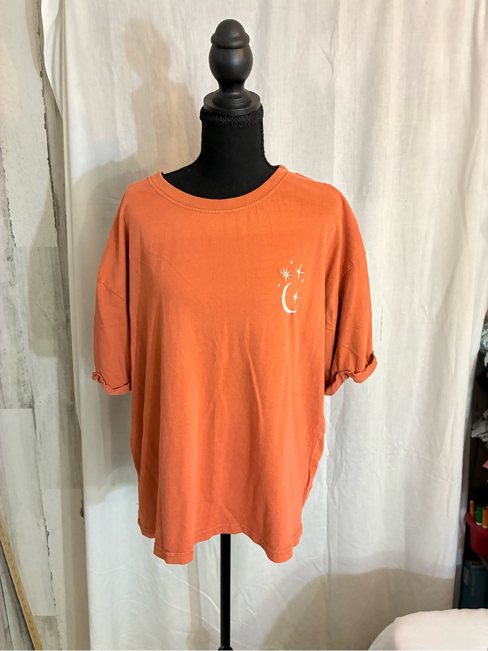 C&C California Orange Tee with White Moon & Stars Graphic